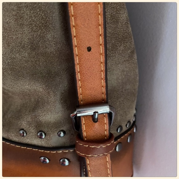 NWT 2X HP Beautifully Detailed Large Tan/Brown Crossbody Shoulder Bag - Picture 10 of 13